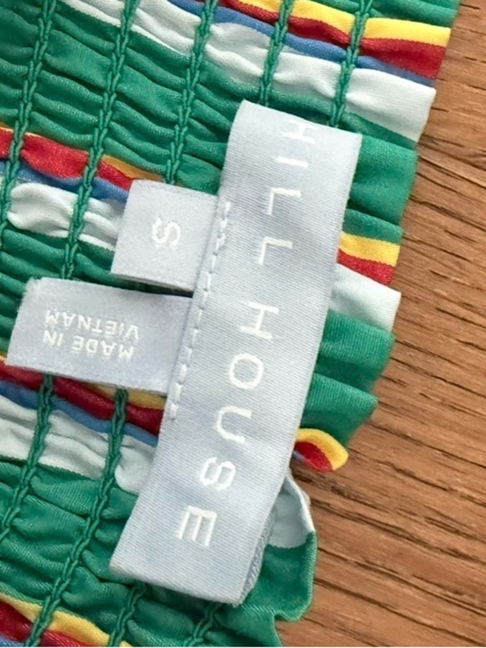 Hill House green Vertical Stripe Smocked Maxi Skirt and matching top - Picture 7 of 9